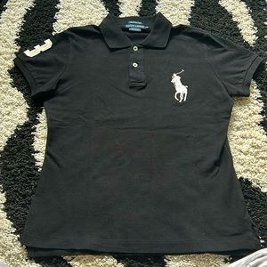 RALPH LAUREN Black Like New half Buttoned Down Size L